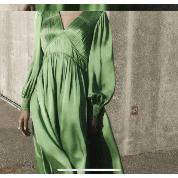 All Saints Green Silk Dress - Picture 2 of 6